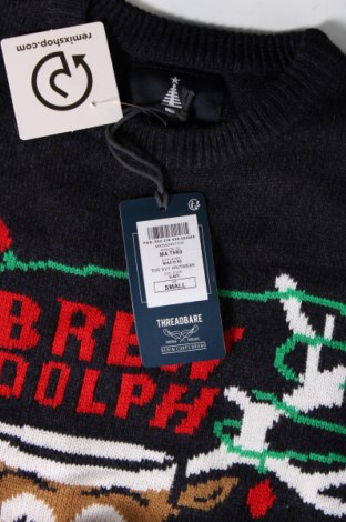 Ανδρικό πουλόβερ Threadbare, Μέγεθος S, Χρώμα Μπλέ, Τιμή 11,38 €