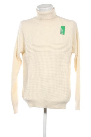 Ανδρικό πουλόβερ United Colors Of Benetton, Μέγεθος L, Χρώμα Εκρού, Τιμή 17,86 €