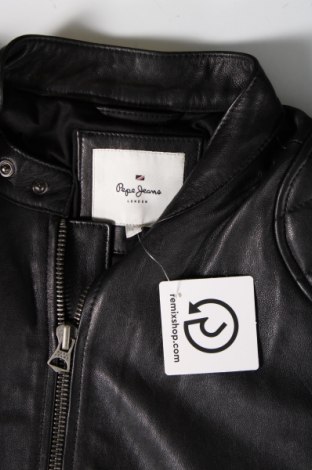 Ανδρικό δερμάτινο μπουφάν Pepe Jeans, Μέγεθος L, Χρώμα Μαύρο, Τιμή 258,00 €