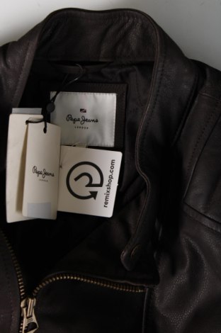 Ανδρικό δερμάτινο μπουφάν Pepe Jeans, Μέγεθος L, Χρώμα Καφέ, Τιμή 162,25 €