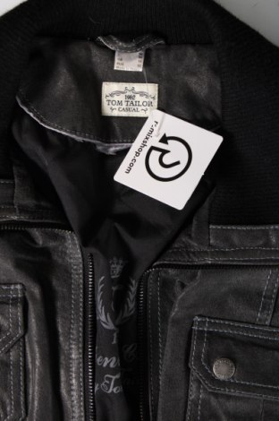 Ανδρικό δερμάτινο μπουφάν Tom Tailor, Μέγεθος M, Χρώμα Γκρί, Τιμή 88,45 €