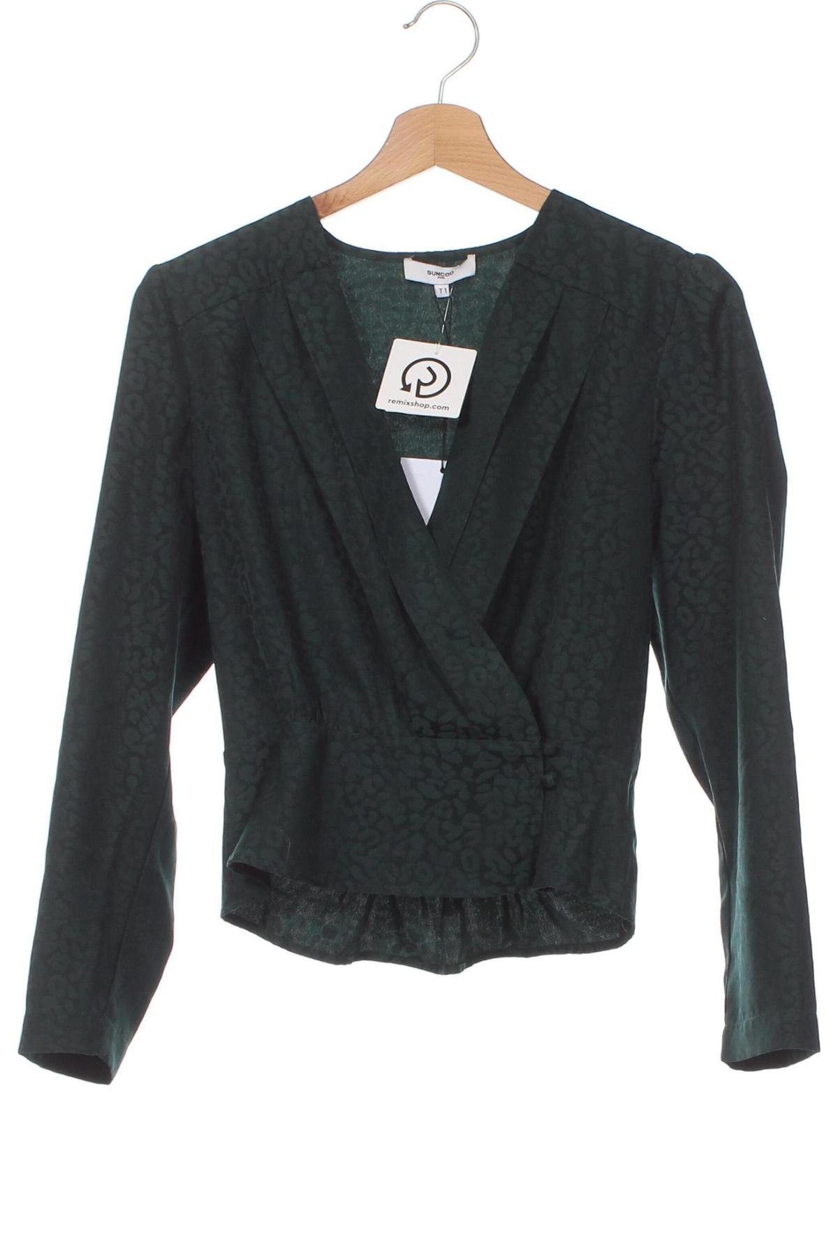 Дамска блуза SUNCOO, Размер S, Цвят Зелен, Цена 44,28 лв.