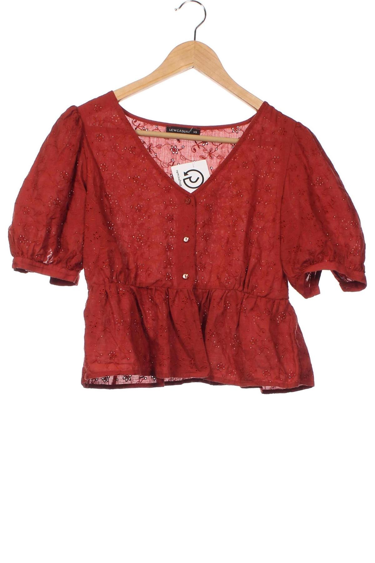 Γυναικείο πουκάμισο LC Waikiki, Μέγεθος XS, Χρώμα Κόκκινο, Τιμή 10,77 €