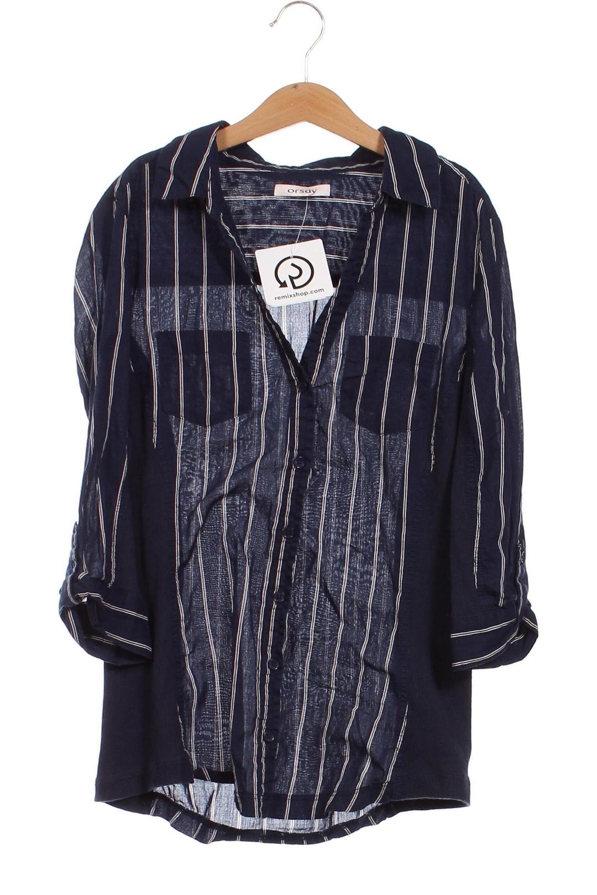 Γυναικείο πουκάμισο Orsay, Μέγεθος XS, Χρώμα Μπλέ, Τιμή 5,36 €