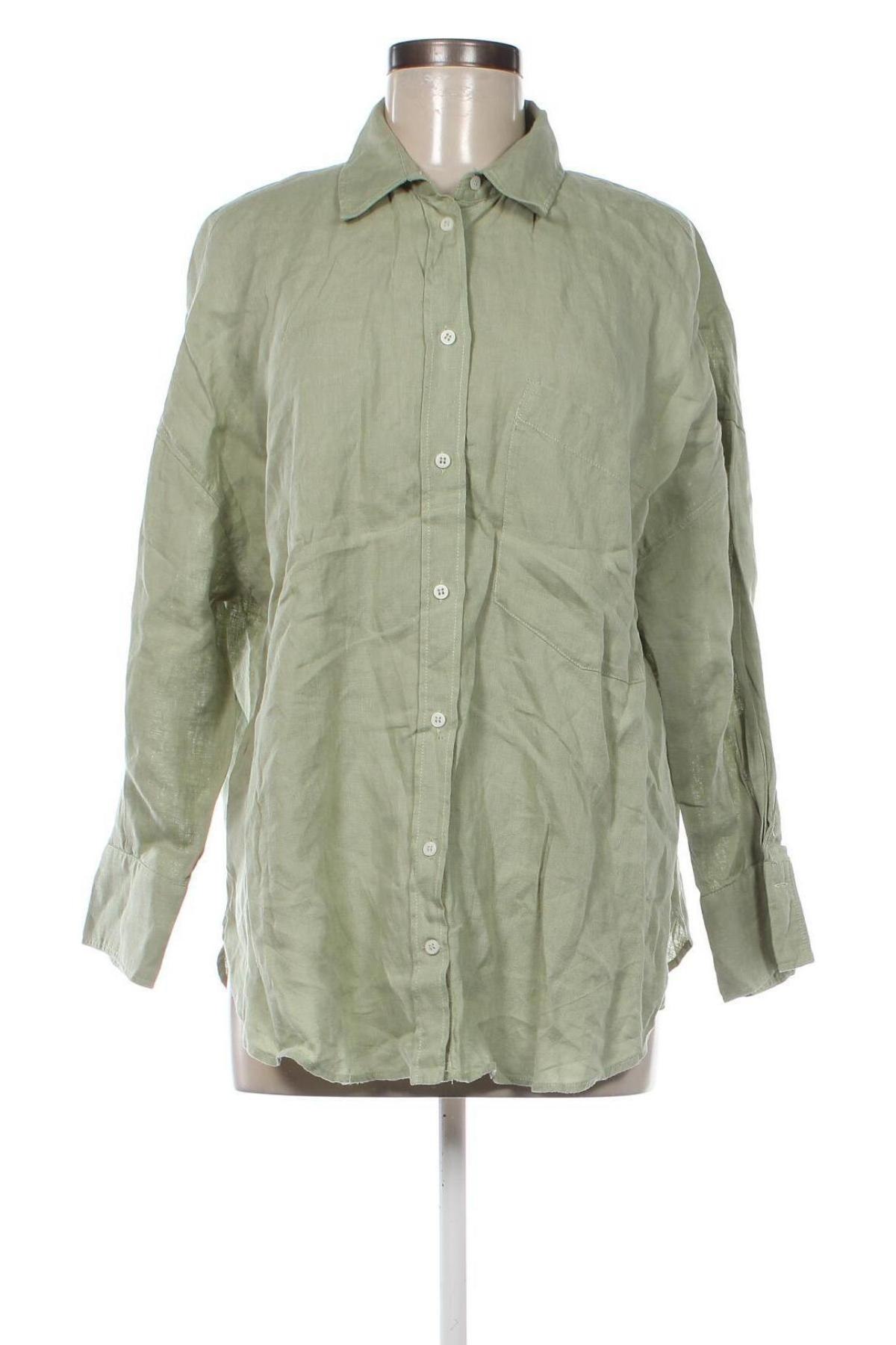 Γυναικείο πουκάμισο Zara, Μέγεθος L, Χρώμα Πράσινο, Τιμή 16,70 €