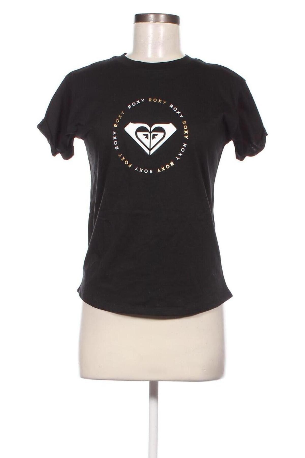 Γυναικείο t-shirt Roxy, Μέγεθος S, Χρώμα Μαύρο, Τιμή 18,56 €