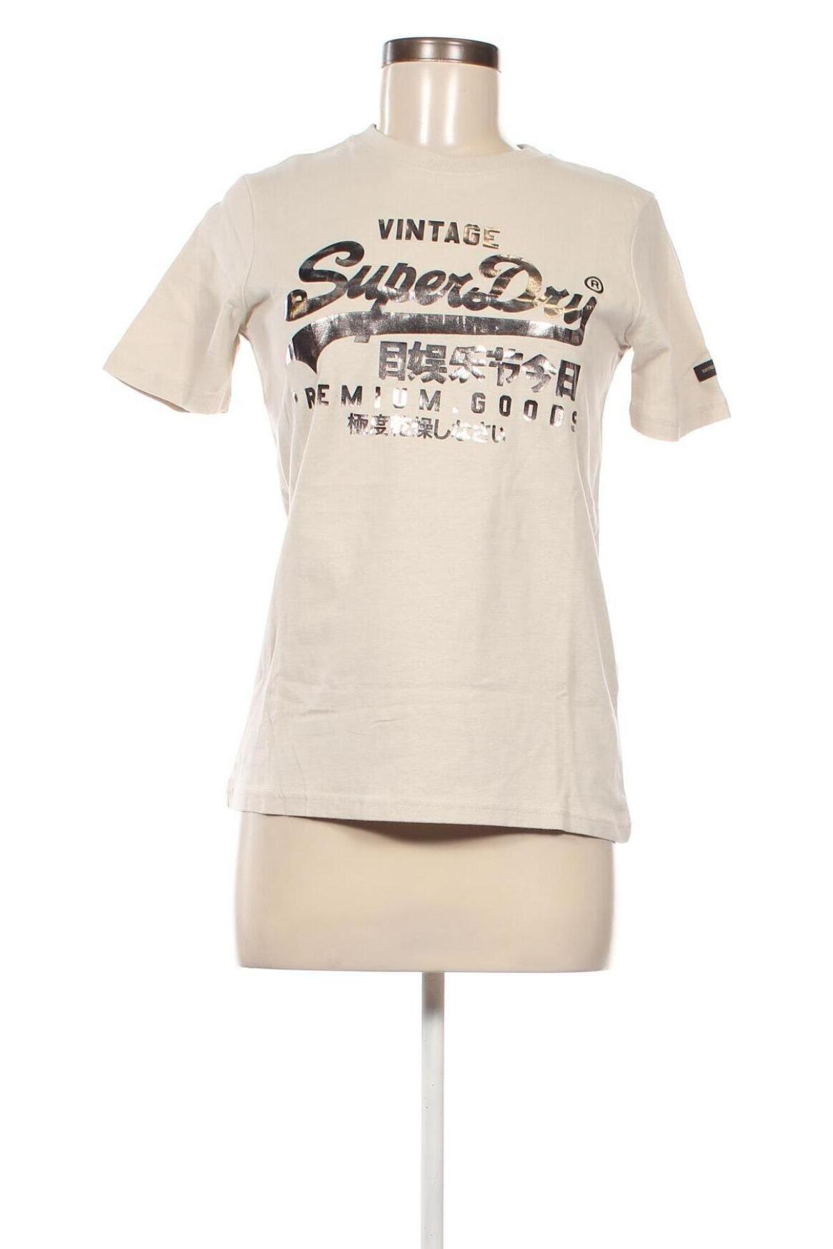 Γυναικείο t-shirt Superdry, Μέγεθος S, Χρώμα  Μπέζ, Τιμή 20,62 €