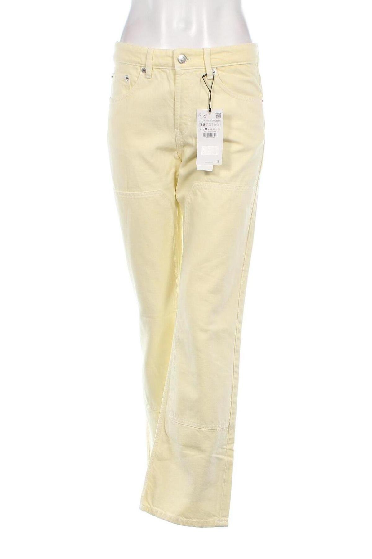 Дамски дънки Zara, Размер S, Цвят Жълт, Цена 18,60 лв.