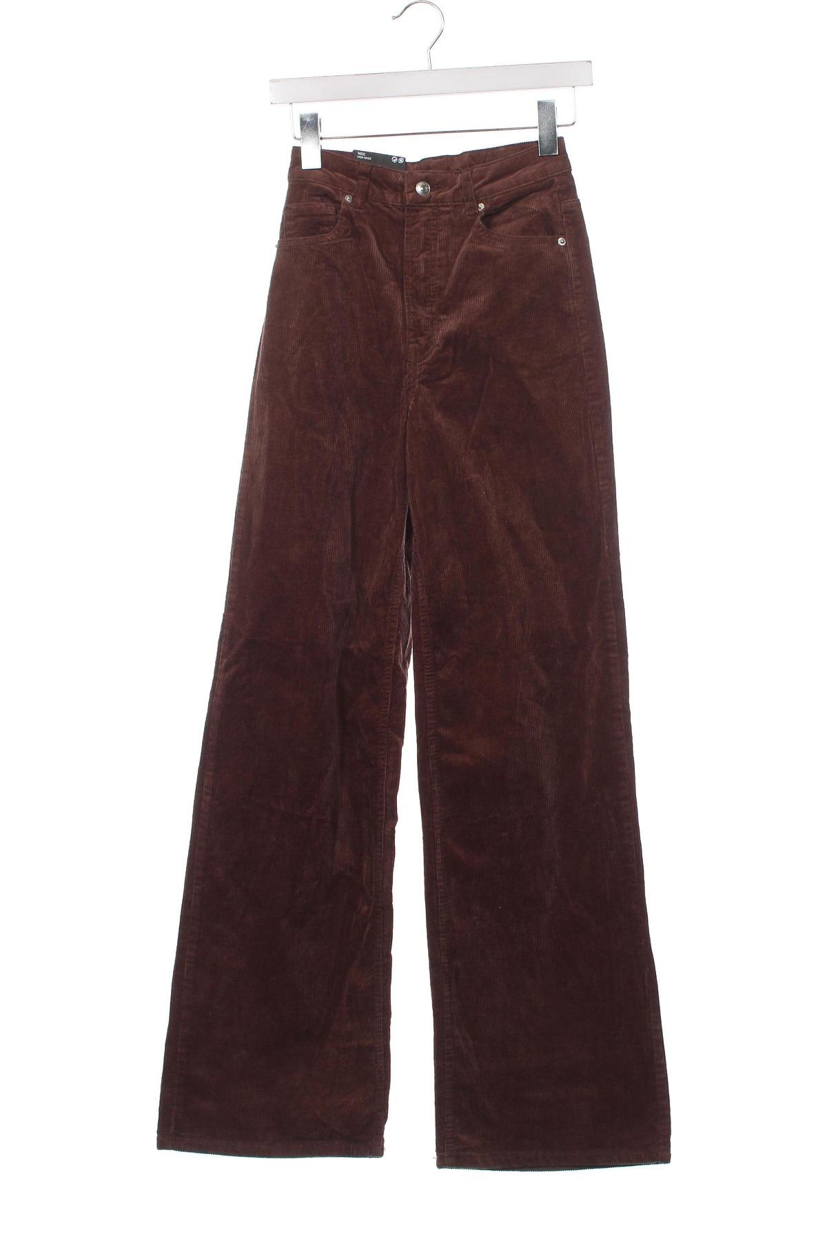 Pantaloni de velvet de femei H&M Divided, Mărime XS, Culoare Maro, Preț 31,78 Lei