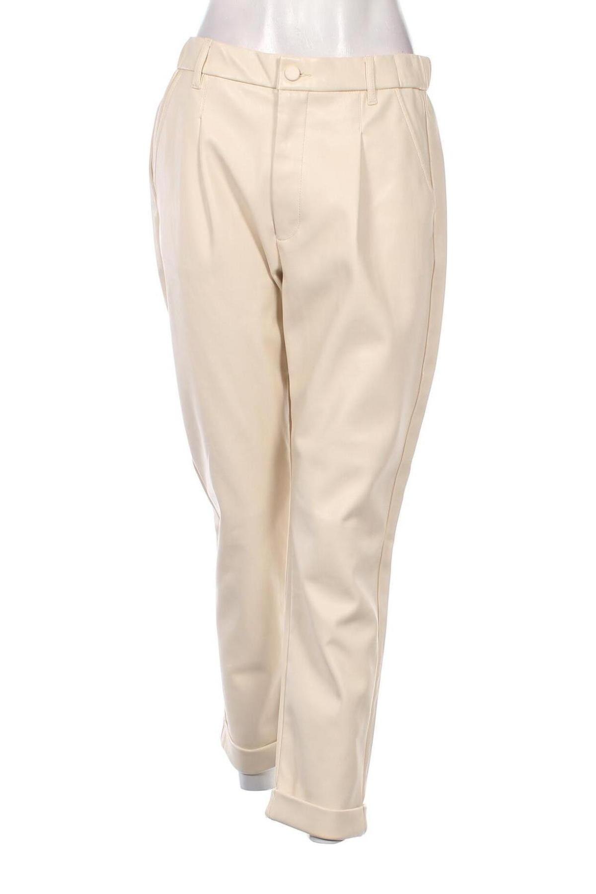 Pantaloni de piele pentru damă Free Quent, Mărime L, Culoare Ecru, Preț 91,78 Lei