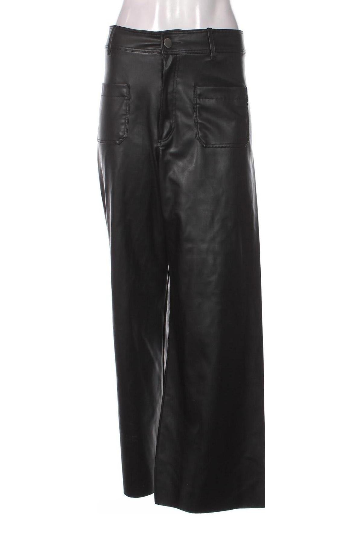 Дамски кожен панталон Zara, Размер L, Цвят Черен, Цена 27,05 лв.