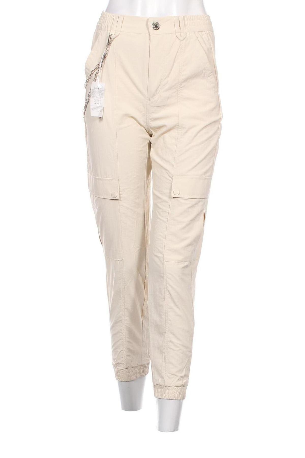 Дамски панталон Bershka, Размер XS, Цвят Бежов, Цена 46,00 лв.