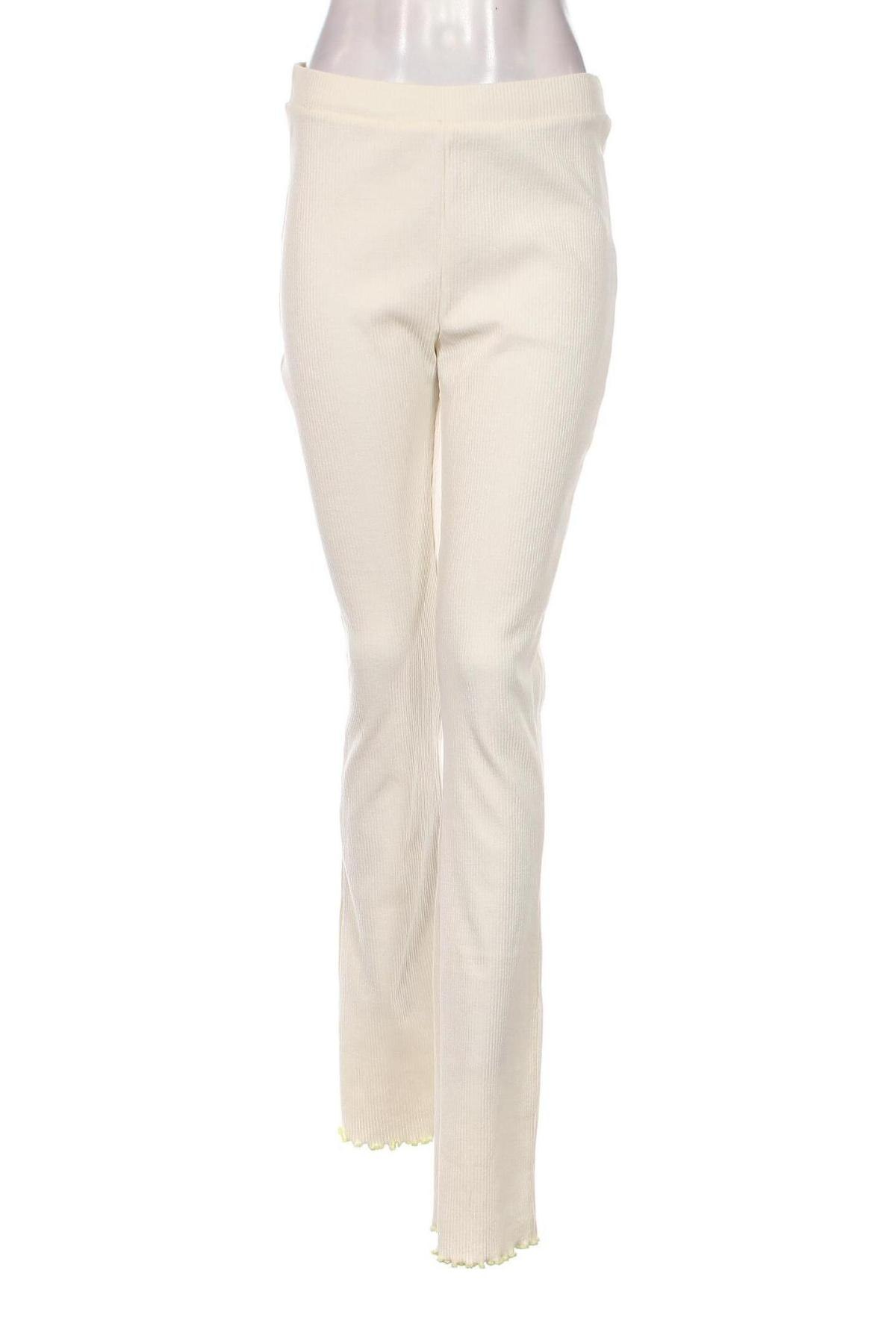 Pantaloni de femei Bershka, Mărime L, Culoare Ecru, Preț 24,94 Lei