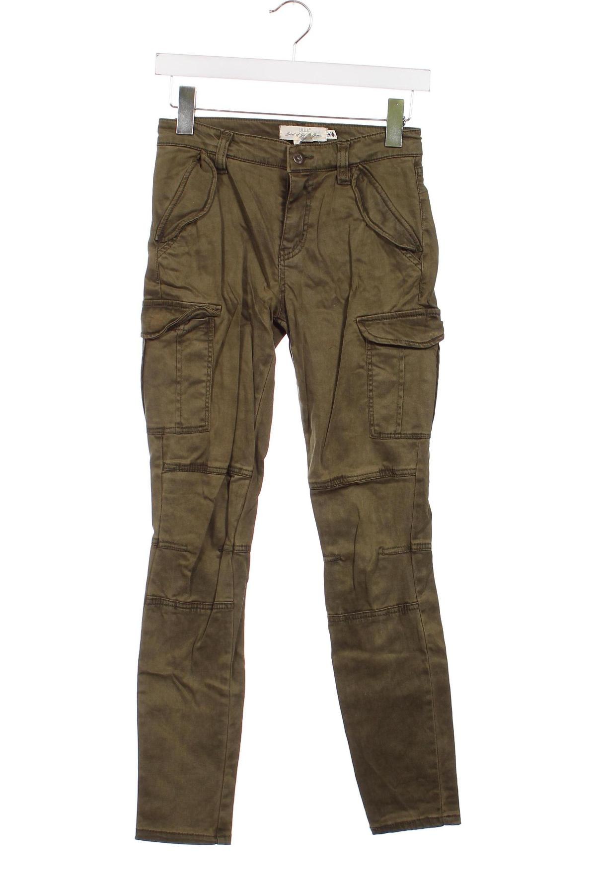 Дамски панталон H&M L.O.G.G., Размер XS, Цвят Зелен, Цена 35,17 лв.