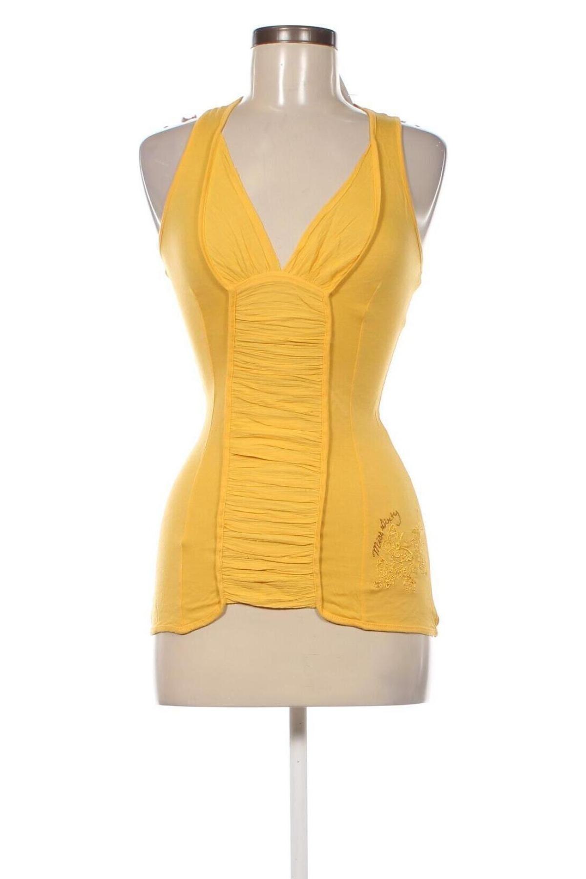 Γυναικείο αμάνικο μπλουζάκι Miss Sixty, Μέγεθος S, Χρώμα Κίτρινο, Τιμή 10,02 €