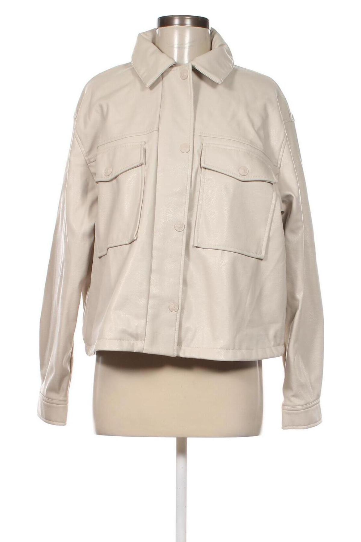 Dámska kožená bunda  H&M Divided, Veľkosť L, Farba Béžová, Cena  24,00 €