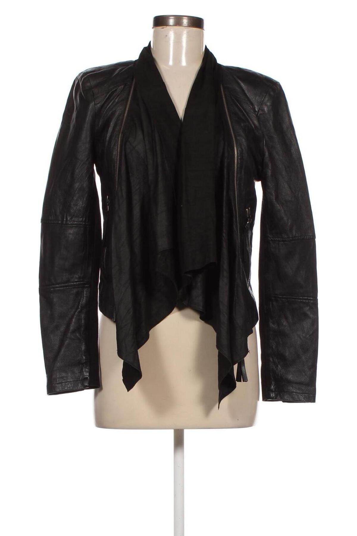 Γυναικείο δερμάτινο μπουφάν Zara, Μέγεθος M, Χρώμα Μαύρο, Τιμή 100,40 €