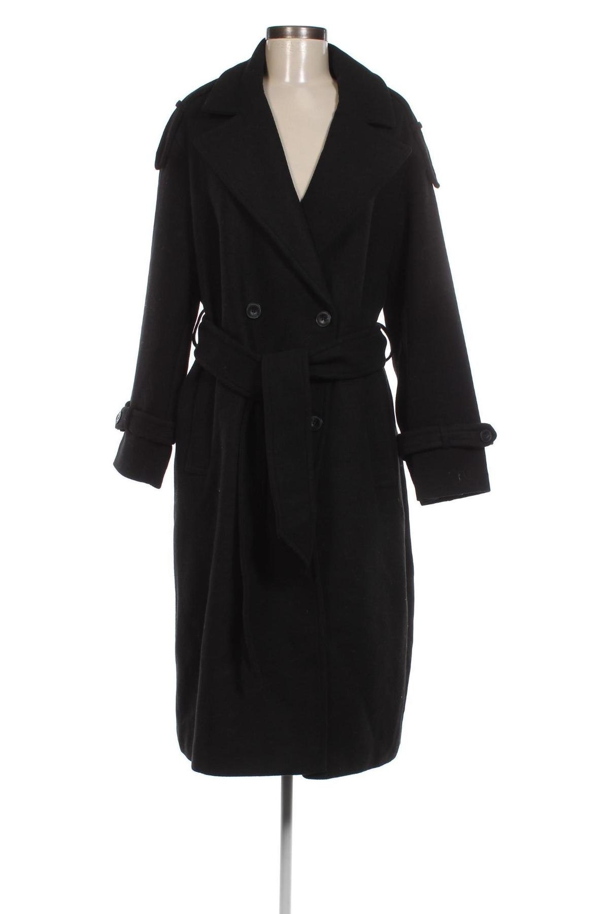 Дамско палто Bershka, Размер M, Цвят Черен, Цена 68,80 лв.