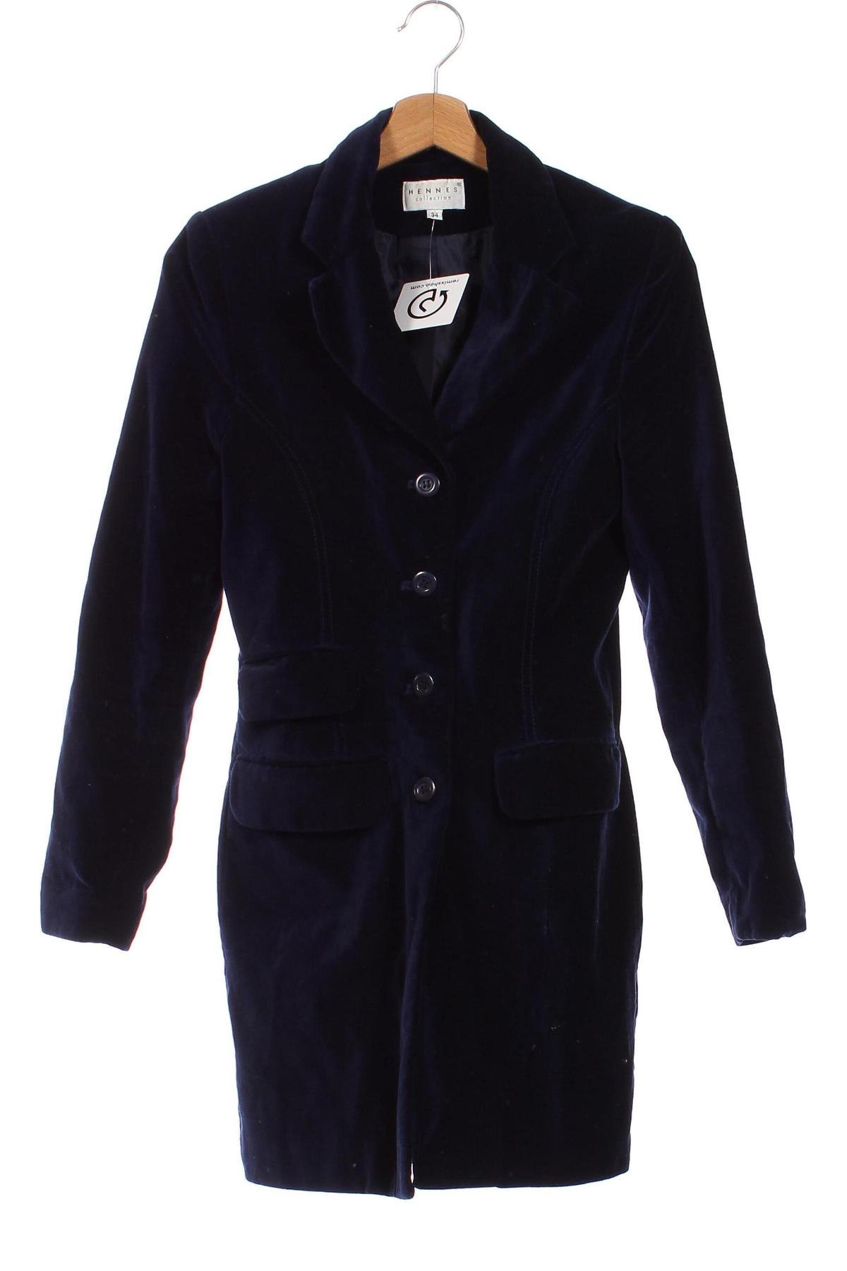 Γυναικείο παλτό Hennes, Μέγεθος XS, Χρώμα Μπλέ, Τιμή 20,30 €