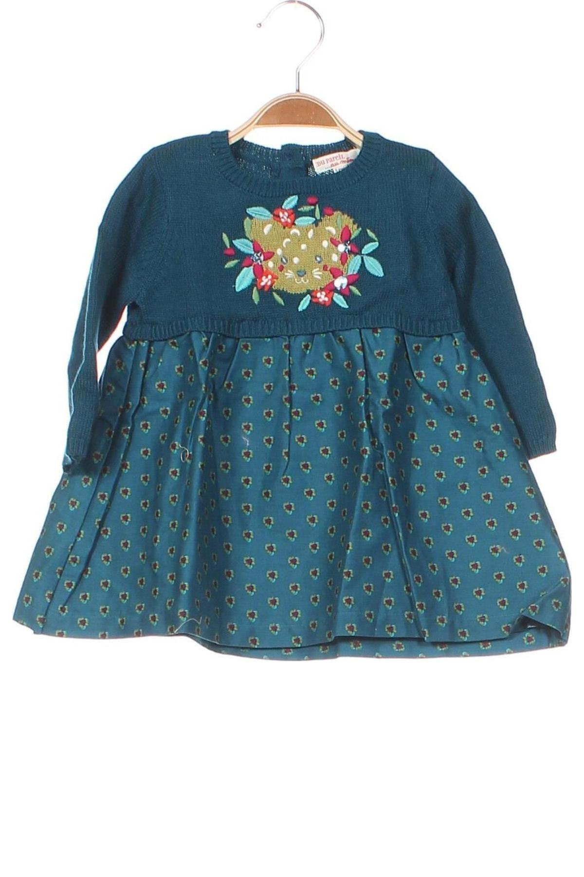 Детска рокля Du Pareil Au Meme, Размер 3-6m/ 62-68 см, Цвят Зелен, Цена 22,05 лв.