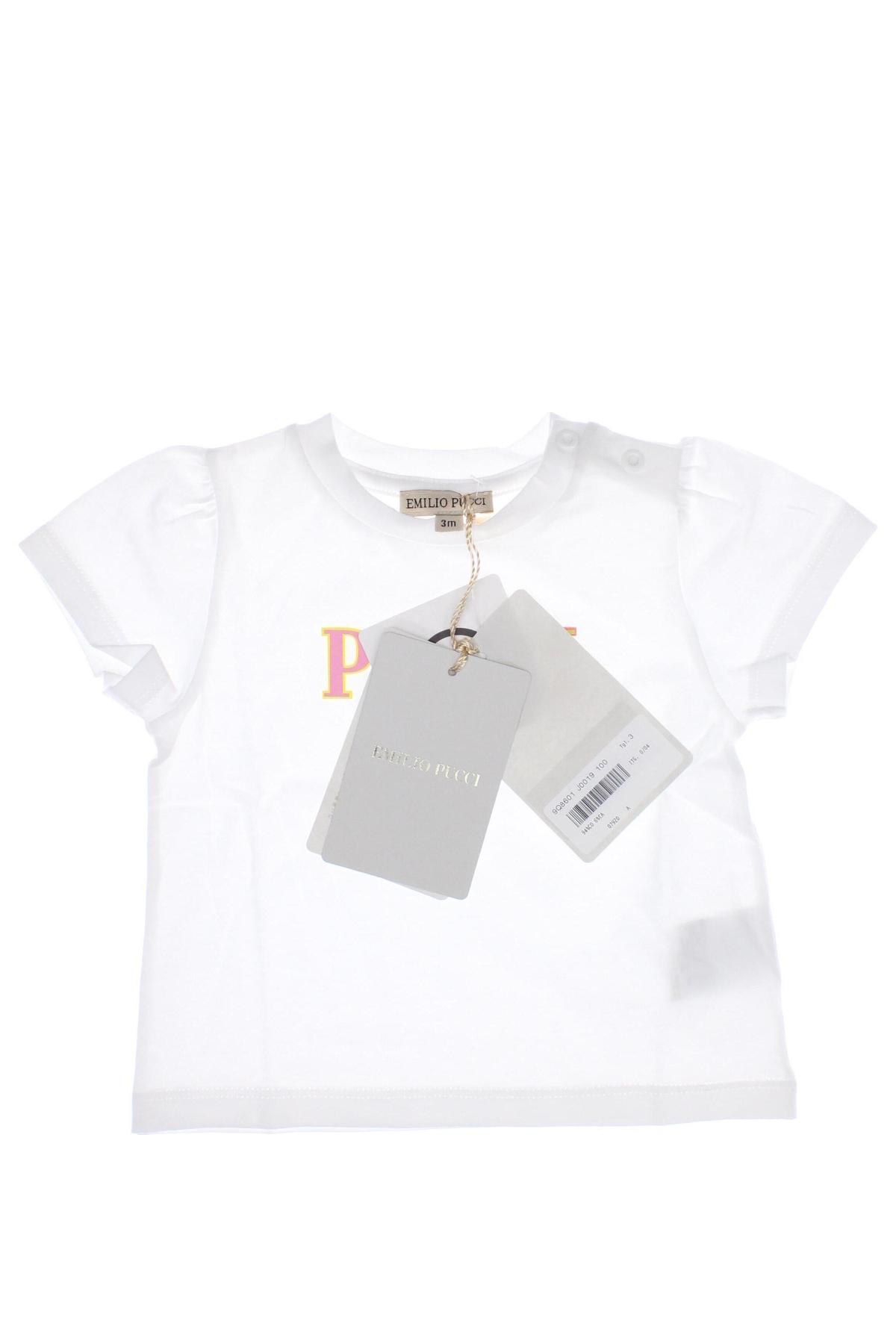 Dziecięcy T-shirt Emilio Pucci, Rozmiar 2-3m/ 56-62 cm, Kolor Biały, Cena 299,39 zł