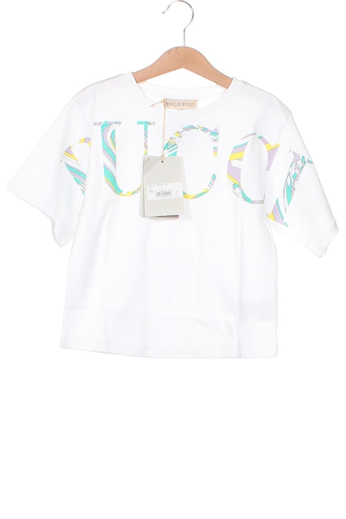 Kinder T-Shirt Emilio Pucci, Größe 6-7y/ 122-128 cm, Farbe Weiß, Preis 57,90 €