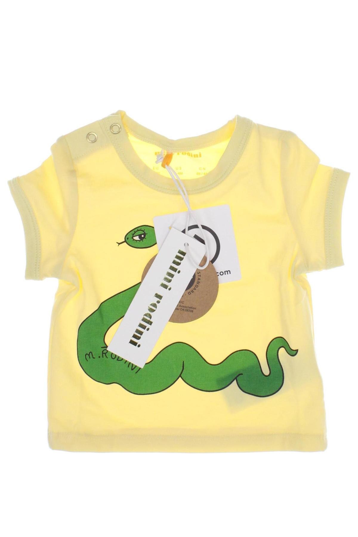 Dziecięcy T-shirt Mini Rodini, Rozmiar 2-3m/ 56-62 cm, Kolor Żółty, Cena 50,11 zł