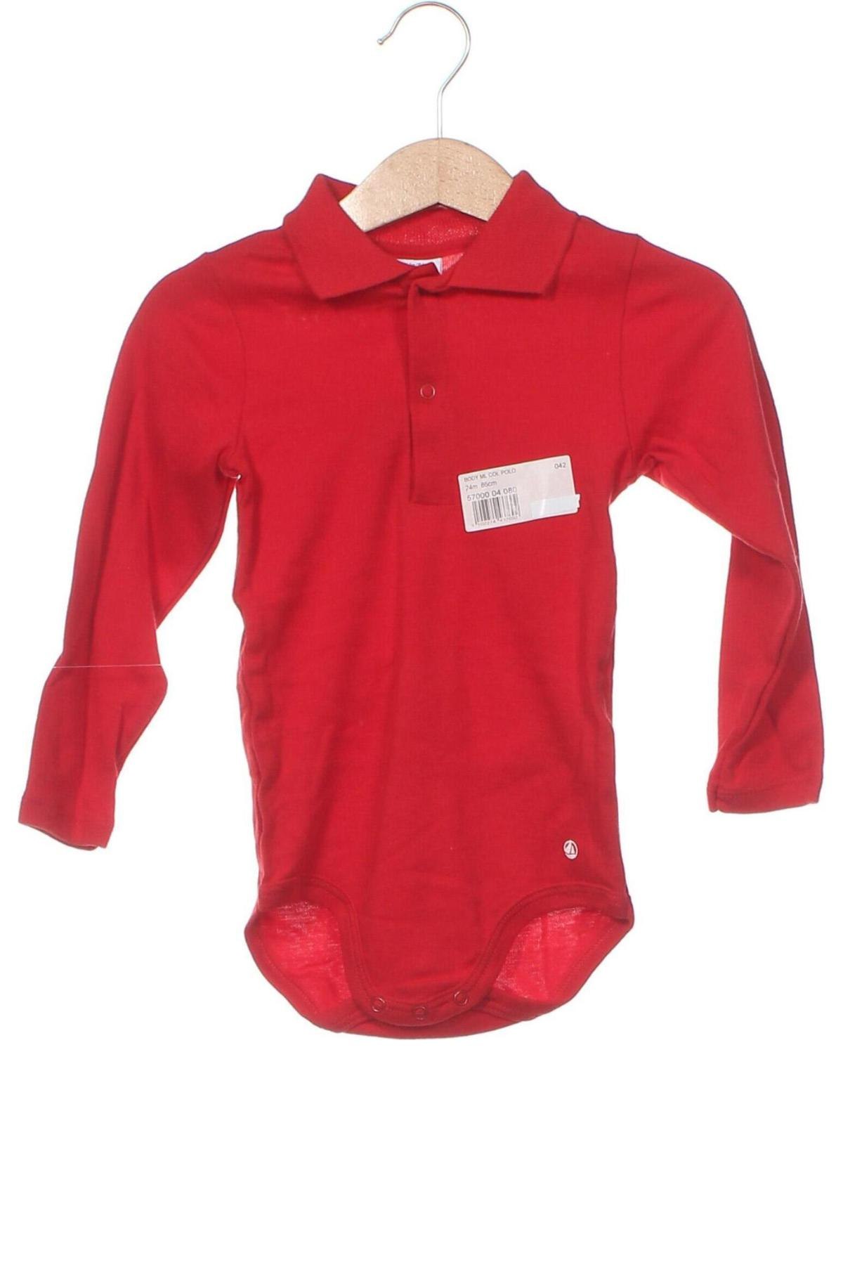 Haina body pentru copii Petit Bateau, Mărime 18-24m/ 86-98 cm, Culoare Roșu, Preț 91,26 Lei