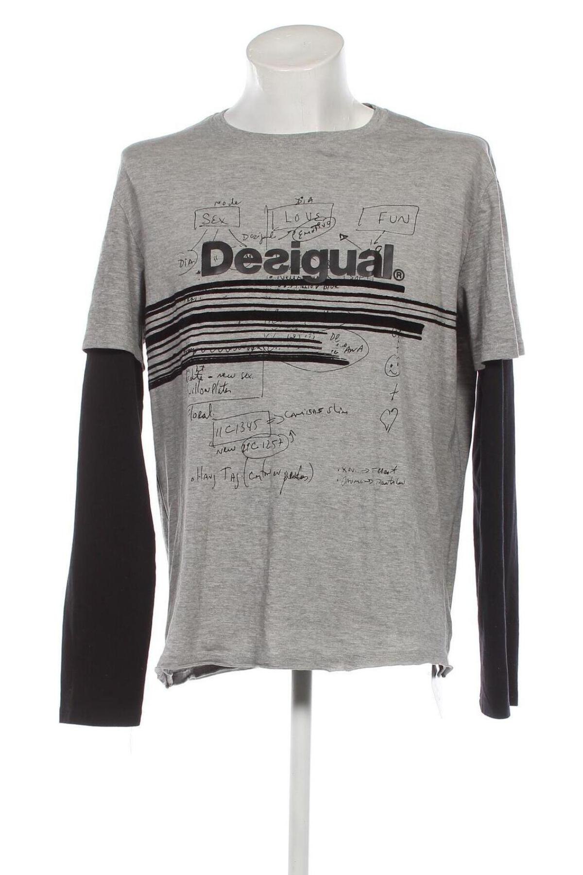 Ανδρική μπλούζα Desigual, Μέγεθος XXL, Χρώμα Γκρί, Τιμή 59,70 €