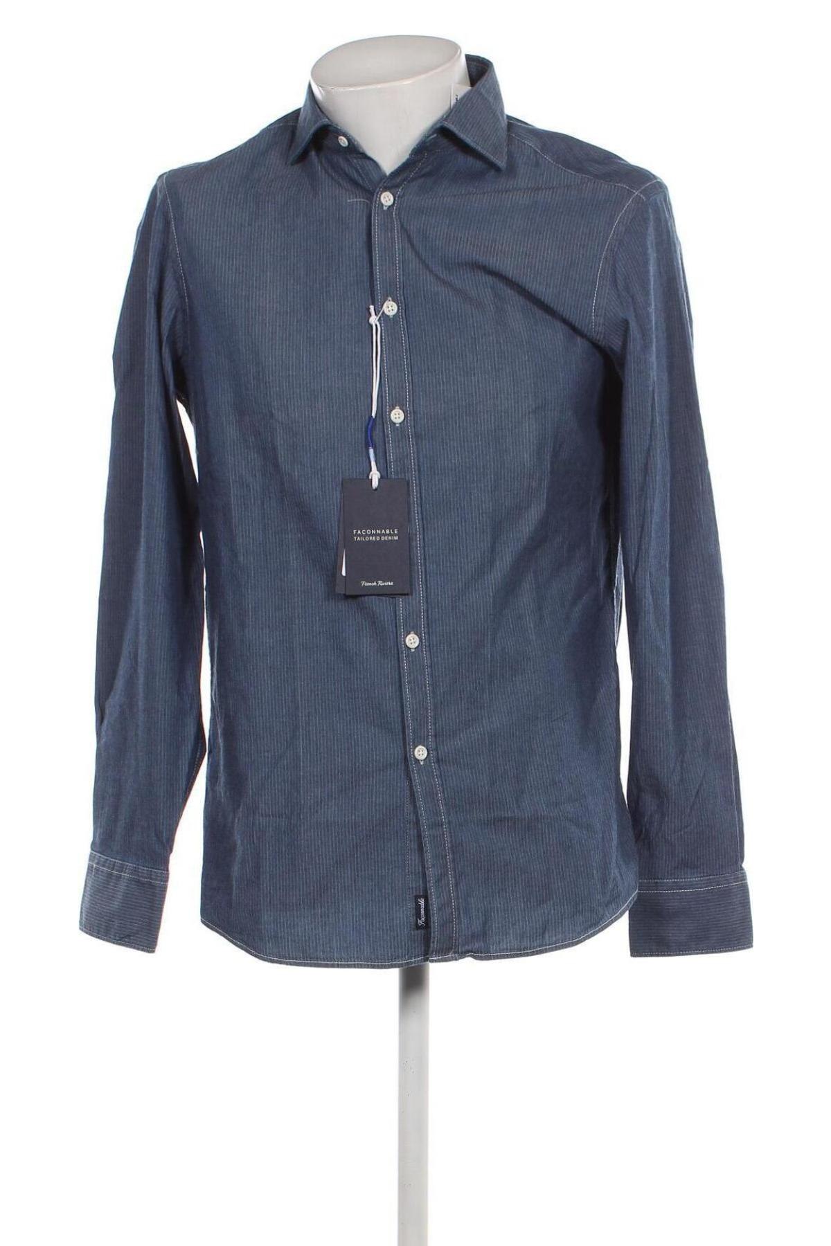 Ανδρικό πουκάμισο Faconnable, Μέγεθος M, Χρώμα Μπλέ, Τιμή 72,37 €