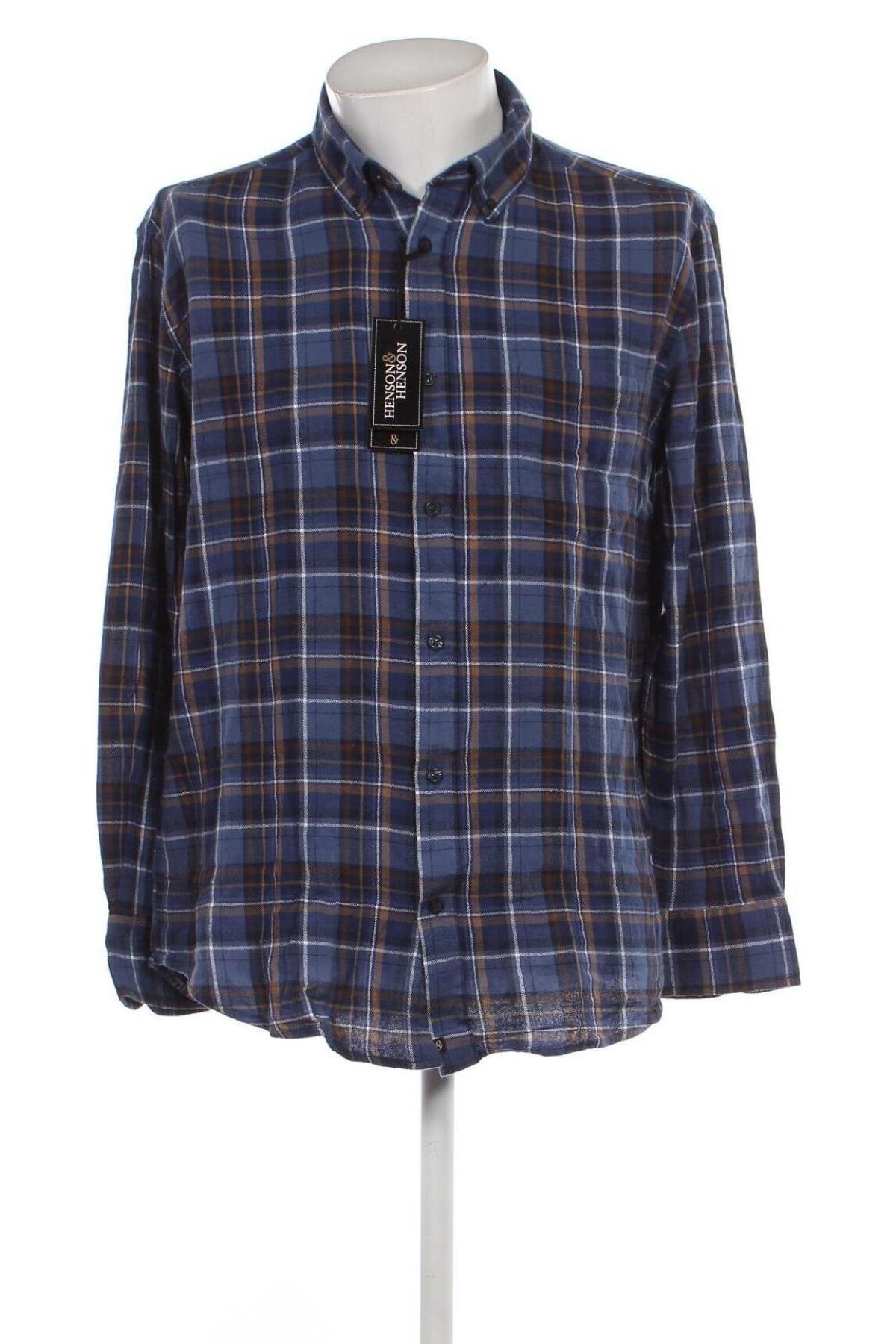 Ανδρικό πουκάμισο Henson & Henson, Μέγεθος L, Χρώμα Μπλέ, Τιμή 9,67 €