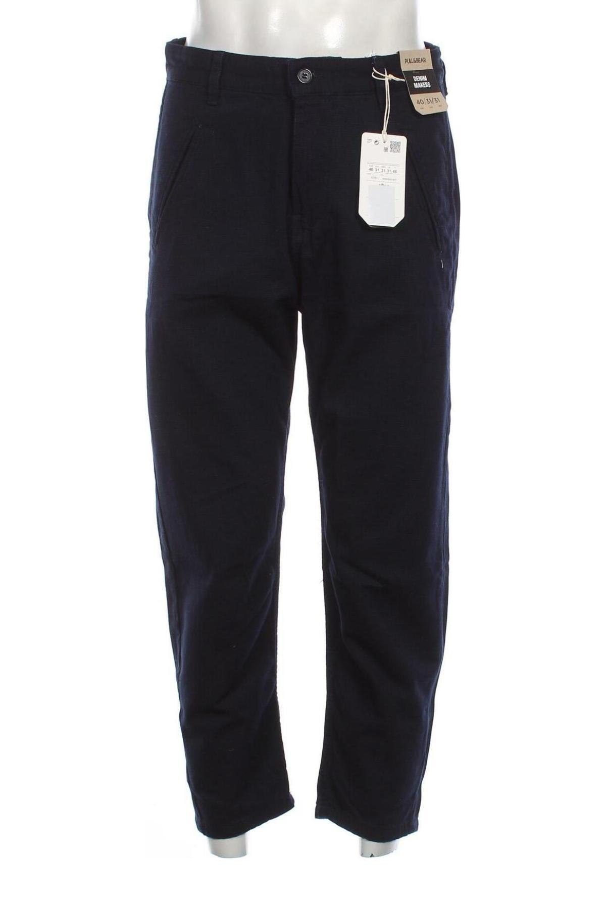 Pantaloni de bărbați Pull&Bear, Mărime M, Culoare Albastru, Preț 68,09 Lei