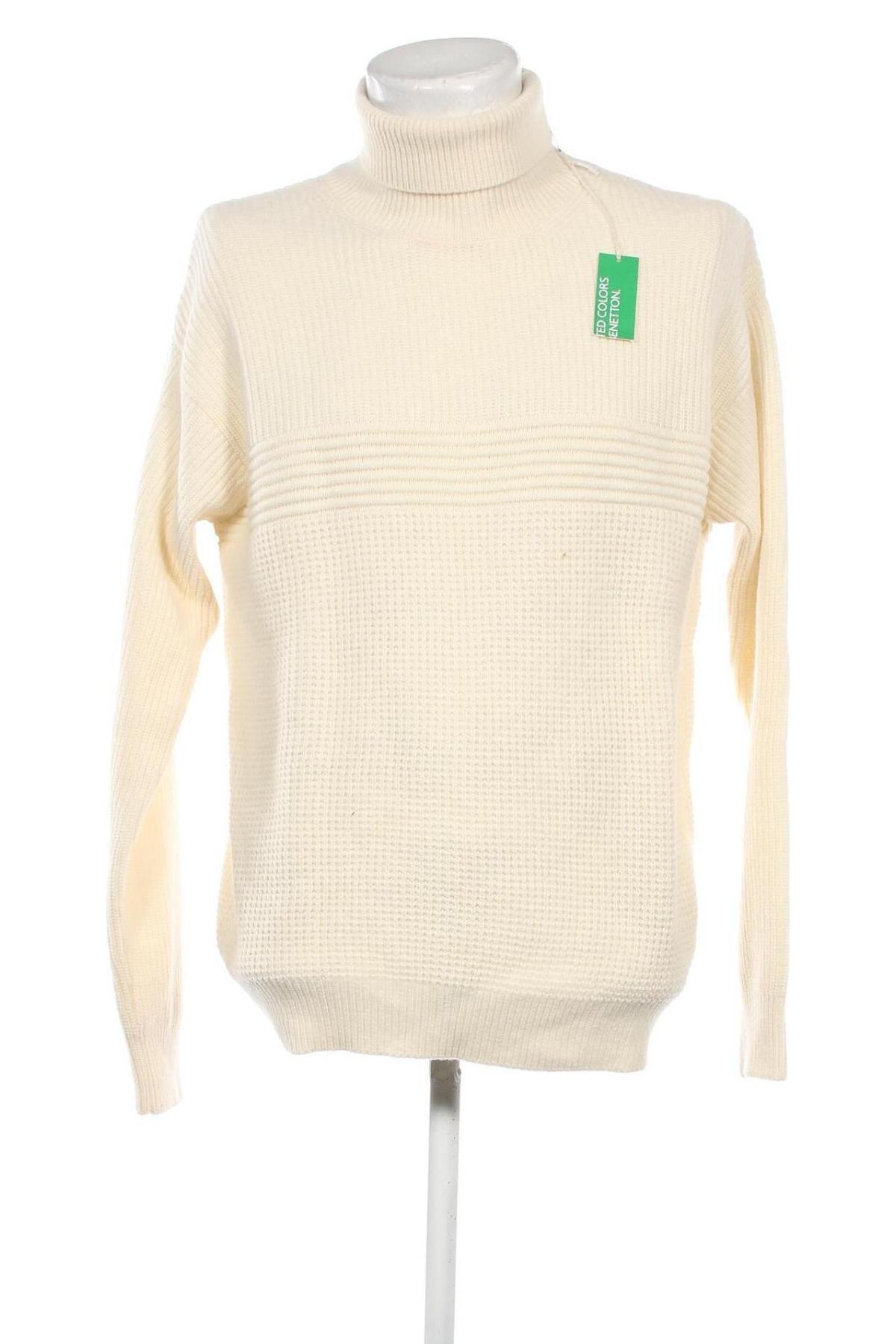 Ανδρικό πουλόβερ United Colors Of Benetton, Μέγεθος L, Χρώμα Εκρού, Τιμή 39,69 €