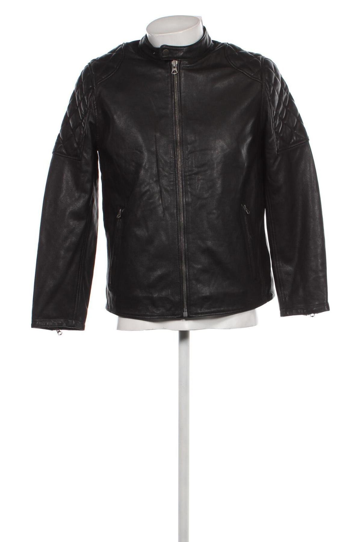 Ανδρικό δερμάτινο μπουφάν Pepe Jeans, Μέγεθος L, Χρώμα Μαύρο, Τιμή 258,00 €