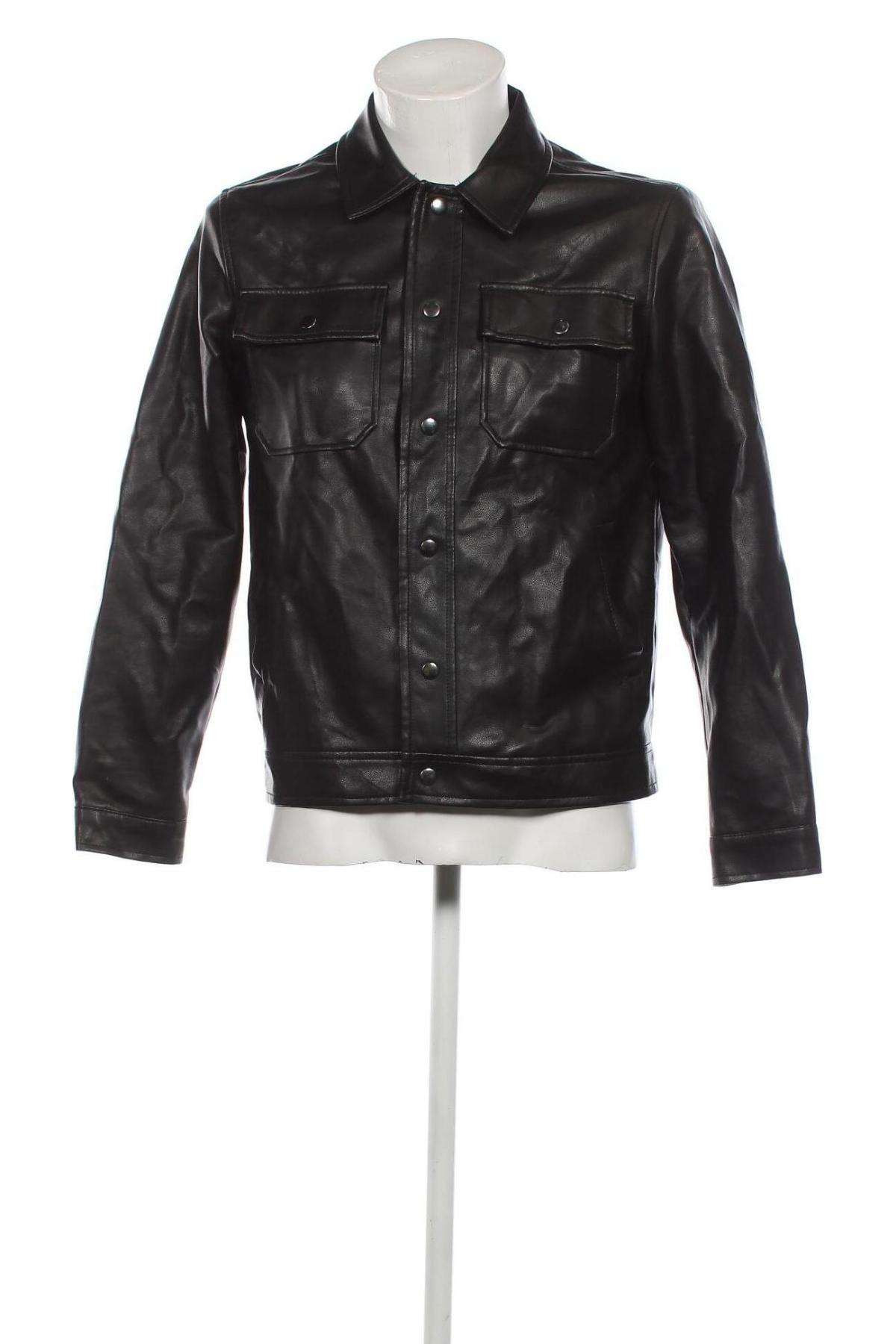 Pánska kožená bunda  Pull&Bear, Veľkosť S, Farba Čierna, Cena  27,78 €