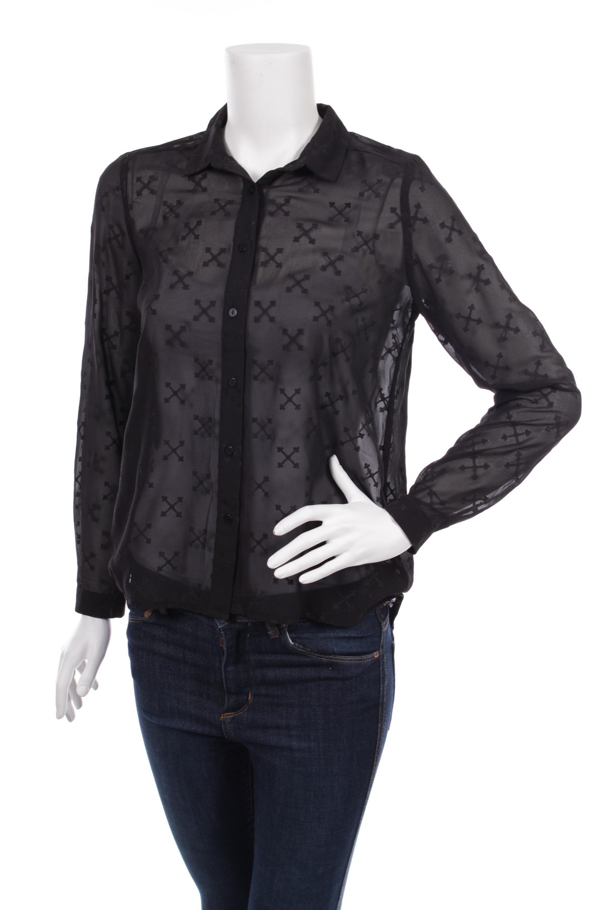 Γυναικείο πουκάμισο H&M Divided, Μέγεθος XS, Χρώμα Μαύρο, Τιμή 18,04 €