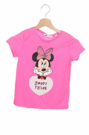 Детска тениска H&M, Размер 8-9y/ 134-140 см, Цвят Розов, 65% полиестер, 35% памук, Цена 17,60 лв.