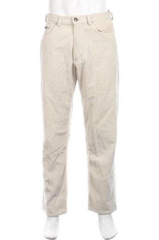 Pantaloni raiați de bărbați BOSS, Mărime M, Culoare Ecru, 85% bumbac, 15% poliester, Preț 417,79 Lei