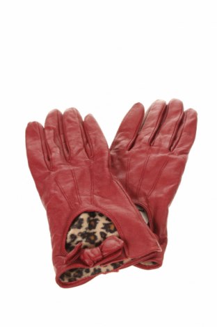 Ръкавици Accessorize, Цвят Червен, Естествена кожа, Цена 60,90 лв.