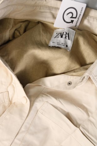 Дамска кожена риза Zara, Размер L, Цвят Екрю, Цена 16,20 лв.