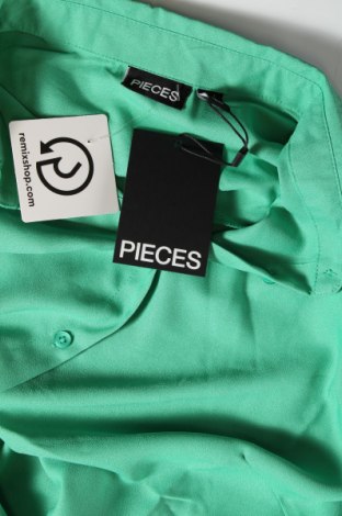 Γυναικείο πουκάμισο Pieces, Μέγεθος L, Χρώμα Πράσινο, Τιμή 12,33 €