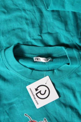Γυναικείο t-shirt Zara, Μέγεθος S, Χρώμα Πράσινο, Τιμή 6,80 €