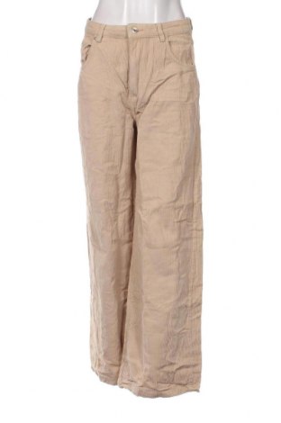 Pantaloni de velvet de femei Bershka, Mărime M, Culoare Ecru, Preț 95,39 Lei