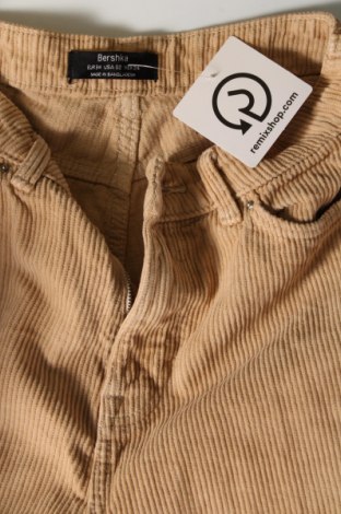 Γυναικείο κοτλέ παντελόνι Bershka, Μέγεθος XS, Χρώμα  Μπέζ, Τιμή 17,94 €