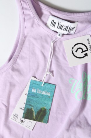 Γυναικείο αμάνικο μπλουζάκι On Vacation, Μέγεθος S, Χρώμα Βιολετί, Τιμή 5,43 €