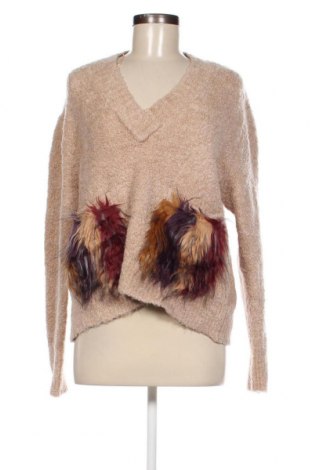 Дамски пуловер Zara Knitwear, Размер S, Цвят Бежов, Цена 12,15 лв.