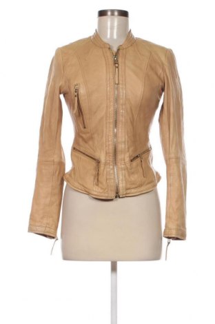 Dámska kožená bunda  Bershka, Veľkosť M, Farba Béžová, Cena  45,50 €