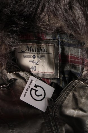Damen Lederjacke Multiblu, Größe M, Farbe Grau, Preis 27,62 €