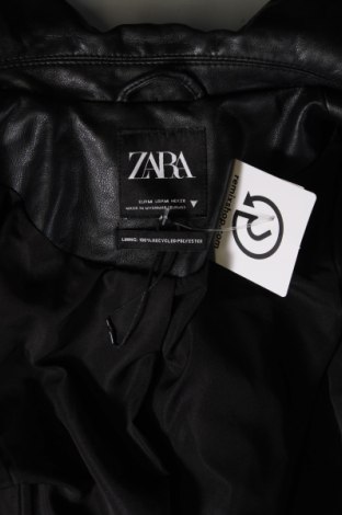 Дамско кожено яке Zara, Размер M, Цвят Черен, Цена 41,00 лв.