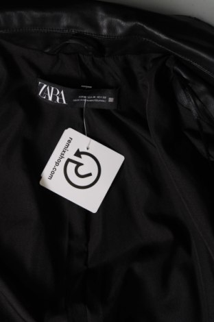 Дамско кожено яке Zara, Размер M, Цвят Черен, Цена 41,16 лв.